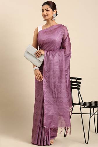 Purple colour art silk women's  saree with blouse piece