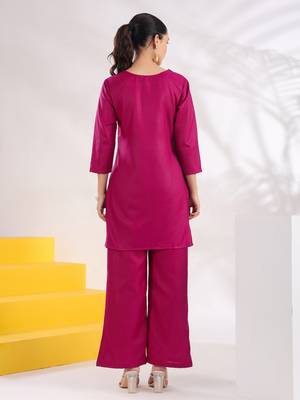  purple straight thread work above knee co-ord set 3