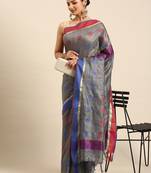 Grey colour art silk women's  saree with blouse piece