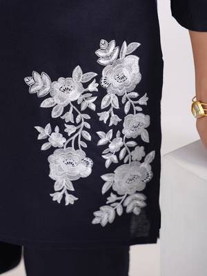  navy blue straight embroidered co-ord set 5