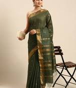 Green colour art silk women's  saree with blouse piece