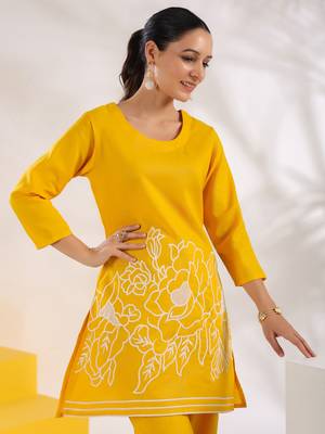  yellow a-line embroidered co-ord set 4