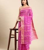 Purple colour cotton women's  saree with blouse piece