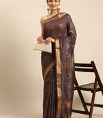Brown colour art silk women's  saree with blouse piece