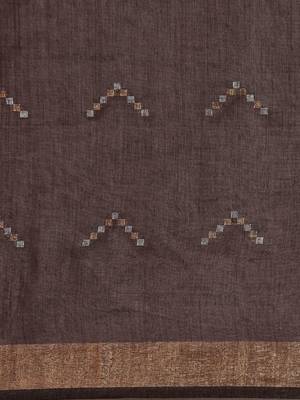 Brown colour art silk women's  saree with blouse piece 4
