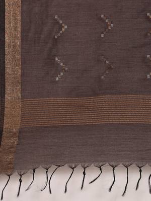 Brown colour art silk women's  saree with blouse piece 5