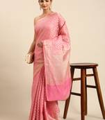 Pink colour art silk women's  saree with blouse piece
