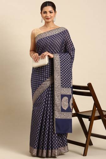 Blue colour art silk women's  saree with blouse piece