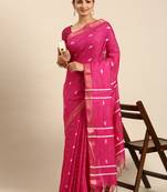 Pink colour art silk women's  saree with blouse piece