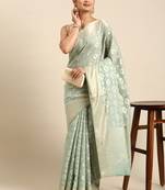 Green colour art silk women's  saree with blouse piece