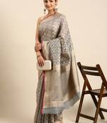 Grey colour art silk women's  saree with blouse piece