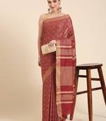 Maroon colour silk blend women's  saree with blouse piece