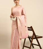 Pink colour art silk women's  saree with blouse piece