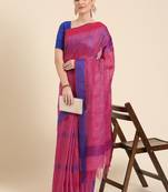 Red colour silk blend women's  saree with blouse piece