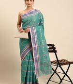 Green colour cotton women's  saree with blouse piece