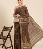 Brown colour silk blend women's  saree with blouse piece