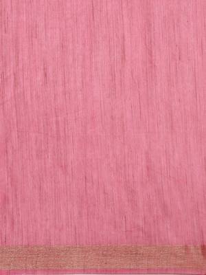 Pink colour silk blend women's  saree with blouse piece 4