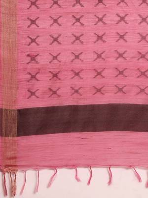 Pink colour silk blend women's  saree with blouse piece 5