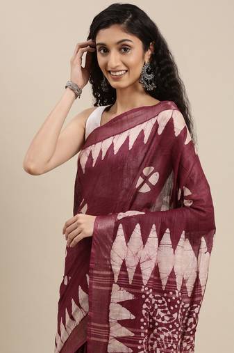 Purple colour cotton women's  saree with blouse piece