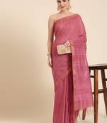 Pink colour silk blend women's  saree with blouse piece