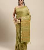 Green colour art silk women's  saree with blouse piece