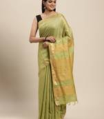 Green colour art silk women's  saree with blouse piece