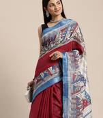 Rust colour liva women's  saree with blouse piece