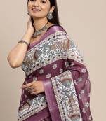 Purple colour liva women's  saree with blouse piece