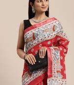 Rust colour liva women's  saree with blouse piece