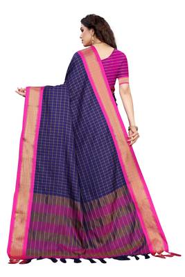 Navy Blue Woven Art Banarasi Sarees 4