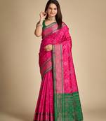 Rani Pink Woven Faux Banarasi Art Silk Sarees
