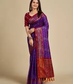 Violet Woven Faux Banarasi Art Silk Sarees