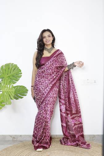 Purple Printed Cotton Cotton Sarees