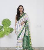 White Printed Cotton Cotton Sarees