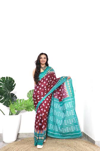 Red Printed Cotton Cotton Sarees