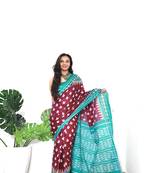 Red Printed Cotton Cotton Sarees