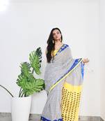 White Printed Cotton Cotton Sarees