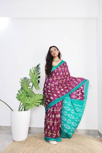 Pink Printed Cotton Cotton Sarees