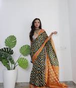 Mehendi Printed Cotton Cotton Sarees