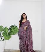 Purple Printed Cotton Cotton Sarees