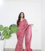 Red Printed Cotton Cotton Sarees