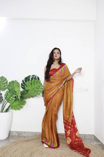 Mustard Printed Cotton Cotton Sarees