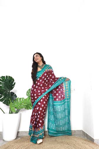 Purple Printed Cotton Cotton Sarees