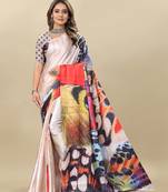 Multicolor Printed Satin Satin Sarees