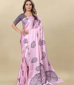 Pink Printed Satin Satin Sarees
