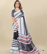 Black Printed Linen Linen Saree