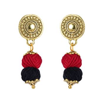 Gold plated oxidized german ganesha beaded necklaces set with cotton adjustable thread for women and girls. 5