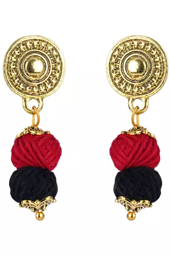 Gold plated oxidized german ganesha beaded necklaces set with cotton adjustable thread for women and girls.