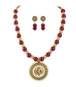 Gold plated oxidized german ganesha beaded necklaces set with adjustable thread for women and girls.