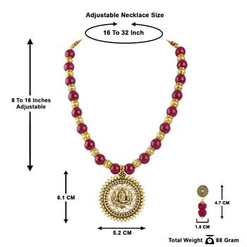 Gold plated oxidized german ganesha beaded necklaces set with adjustable thread for women and girls. 5